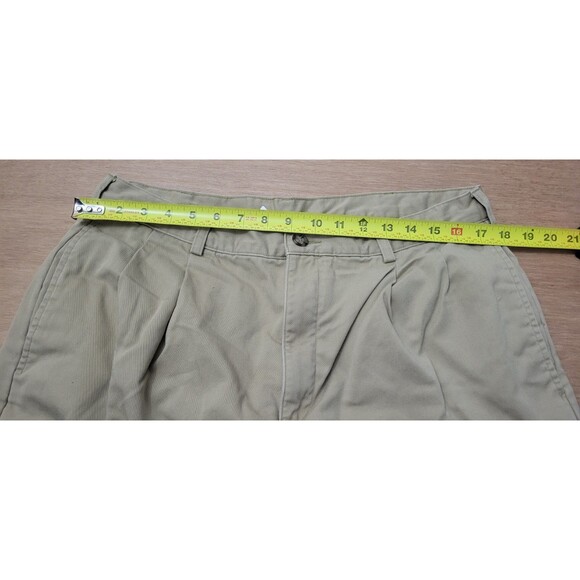 LL Bean Fleece Lined Pants Khaki Tan Pleated Front Pants Size 36x31 Mens - Picture 10 of 11